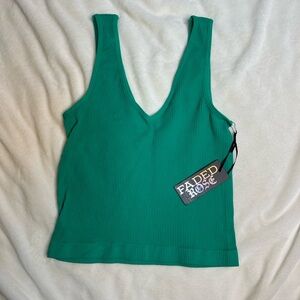 Faded rose seemless ribbed crop tank